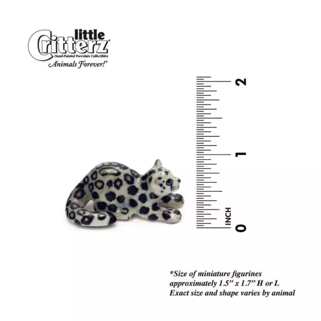 Little Critterz - Snow Leopard Cub "King" Animal - Miniature Porcelain Figurine 2
