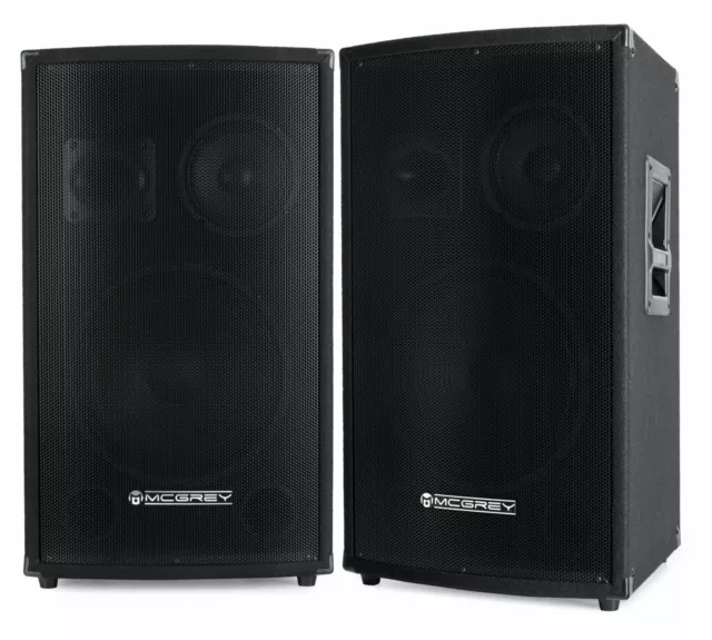 Paar DJ PA 3-Wege Lautsprecher Box Set Bühnen Monitor 12" (30cm) Subwoofer 1200W