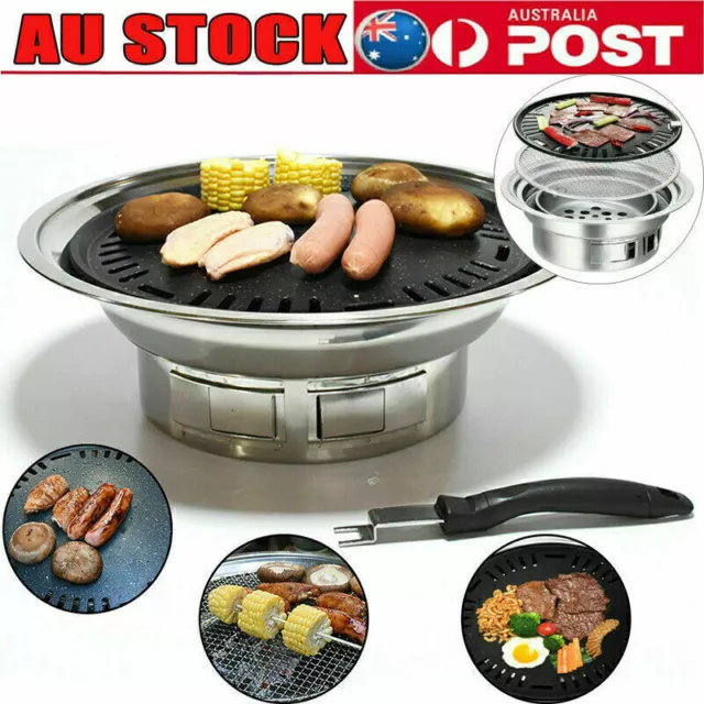 Korean Style Table Charcoal Portable BBQ Grill Camping Outdoor w/Net Plate AU