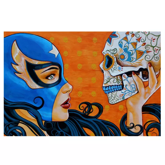 Mascara De La Muerte by Mike Bell Tattoo Art Print Day of the Dead Sugar Skull