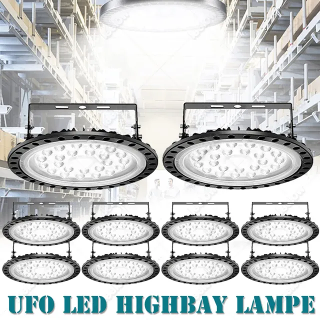 10X 100W 10000LM UFO LED Hallenbeleuchtung Deckenstrahler Hallenstrahler Highbay