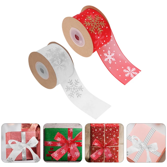 2 Rollen Weihnachten DIY Band Schneeflocke Dekor Geschenkverpackung Band