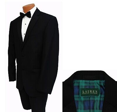 Boys Size Ralph Lauren Black 2 Button Super 130s Wool Jacket Kids Suit Blazer