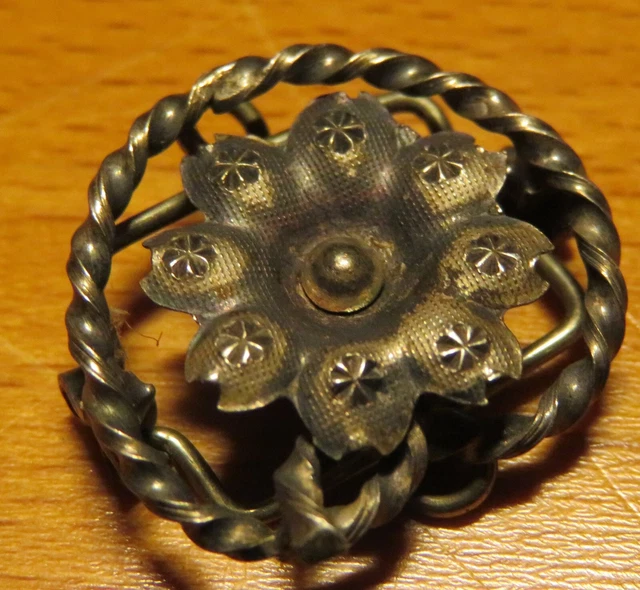 Sautoir Ancien Art Nouveau Plaqué Or Et Strass - Pendentif Fleur 1900