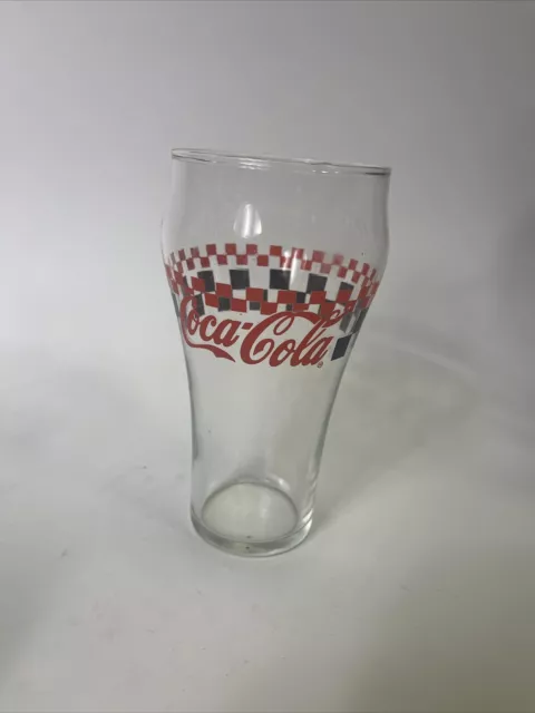 Vintage Coca Cola Red Black Checkered Drinking Glass Fountain Collectible