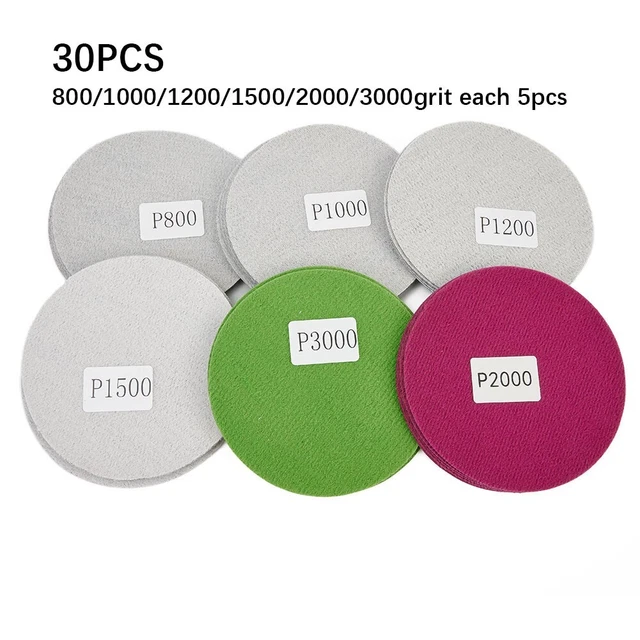 30 x gancio e anello bagnato/asciutto 1 2 3 4 5 6 7 800,1000,1200,1500,2000,3000 disco di levigatura