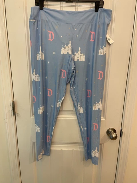 Disneyland Sleeping Beauty Castle Light Blue Leggings Size XL New