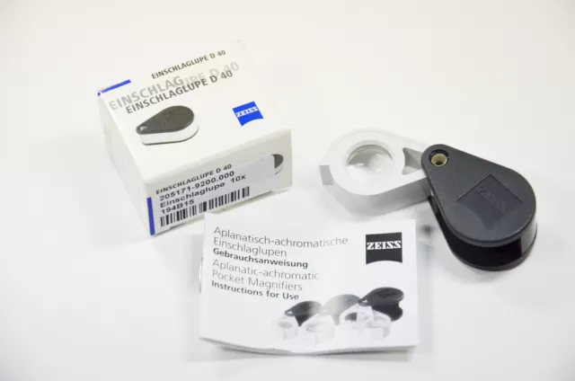 1 ZEISS D40 Lupe aplanatisch achromatische Einschlaglupe 10x fach Lupen Neu