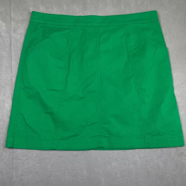 BODEN Skirt Women’s Size 14R Green Mini Skirt Cotton Pockets Back Zip