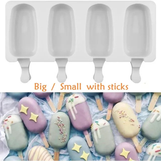 4/8 Hole Silicone Ice Cream Mould Juice Popsicle Maker Ice Lolly Pop Mold +Stick