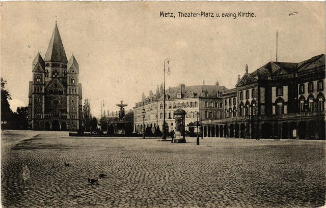 CPA AK METZ theater square and evangel Church (454504)