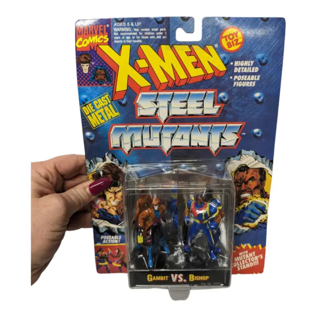 Vintage 1994 Toy Biz MARVEL X-Men Steel Mutants GAMBIT vs BISHOP Action Figure!