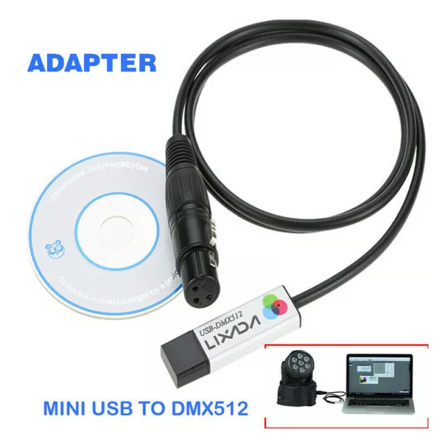 Lixada USB to DMX Interface Adapter DMX512 PC Stage Light Controller Dimmer