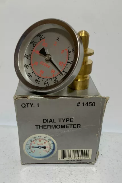 PASCO 1450 Dial Type Thermometer  2½ in Face ¾" CWT 30 - 250 Degrees F