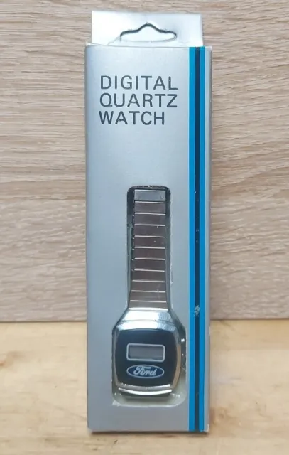 #1 NOS VTG Ca. 70s 80s Ford Motors Digital Quartz Mens Wrist Watch MINT w/ Box