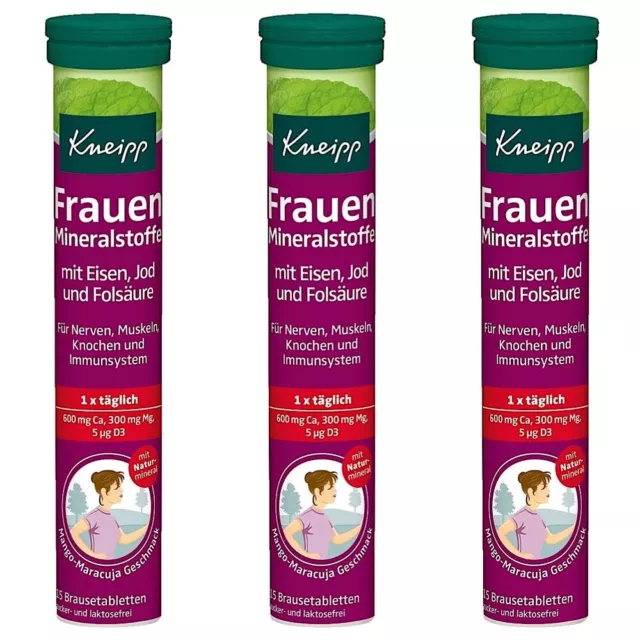 ✅ Kneipp Frauen Mineralstoffe mit Eisen Jod Folsäure 3x 15 Brausetabletten ✅