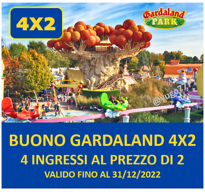 COUPON BUONO X 4 BIGLIETTI GARDALAND 4x2 PAGHI 2 ENTRI IN 4 SCONTO X TUTTO IL 22 