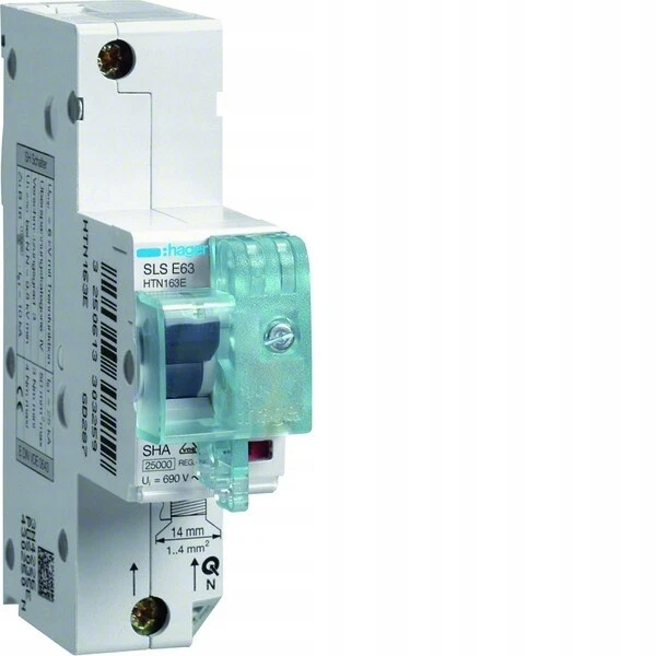 HAGER SLS Selective overcurrent circuit breaker 1P E 63A / #Z H0DY 3414