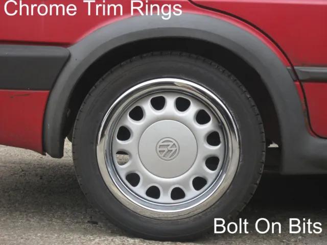 4 Chrome Trim Rings Wheel Hub VW Golf Mk2 G60 15" Steel Wheel