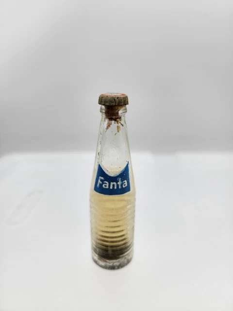 Vintage Orange Fanta Mini Miniature Soda Pop 3" Glass Bottle with Metal Cap