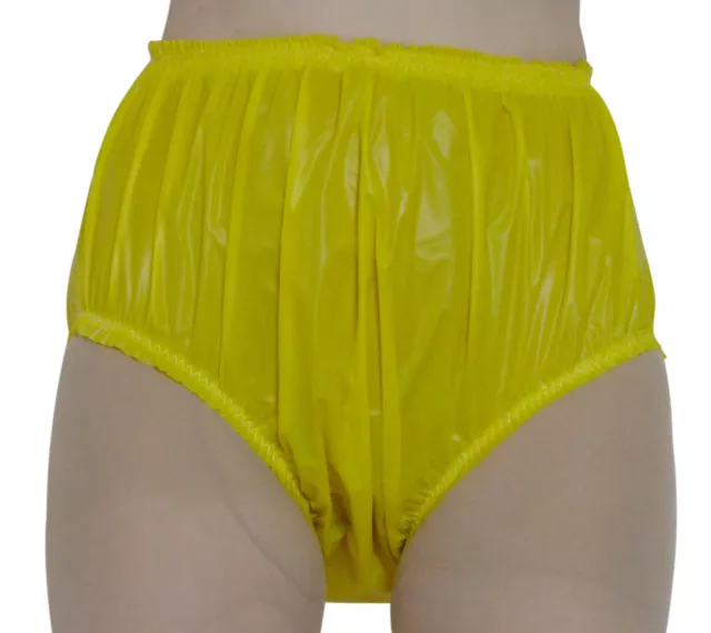 PVC Panties Full Knickers Yellow Pants Underwear Plastic Sissy Diaper Covers