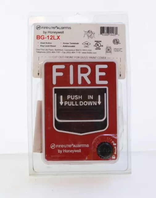 FIRE-LITE Honeywell BG-12LX Dual Action Fire Pull Station, Addressable, Key Lock