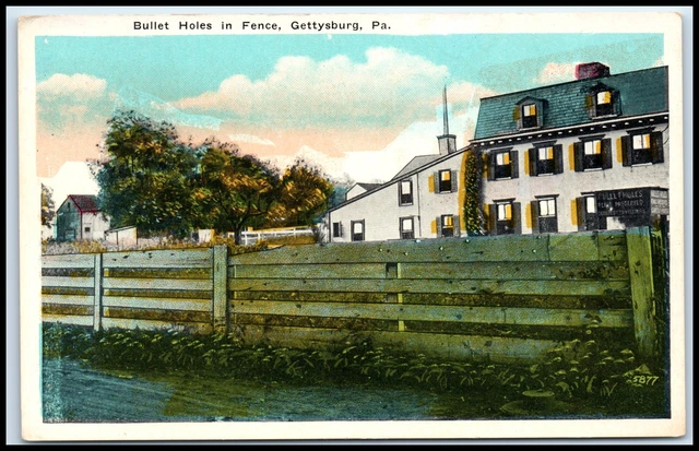 Postcard Bullet Holes In Fence, C.A. Blocher Gettysburg PA P30