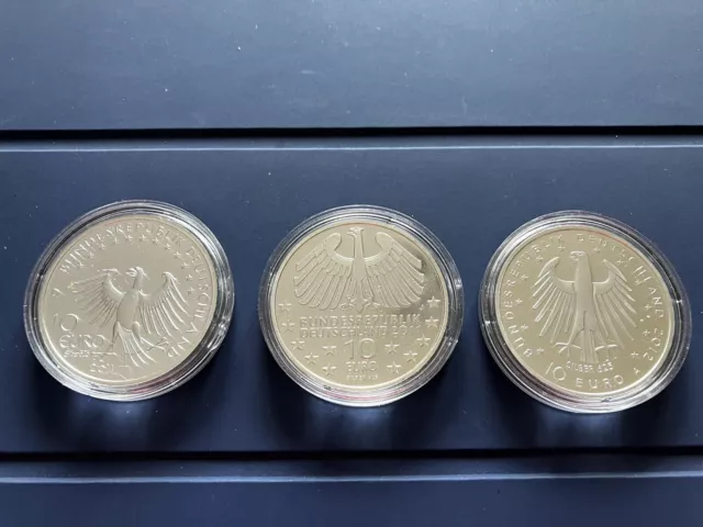 10 Euro Silber Münzen - Jahrgang 2011 + 2012, Spiegelglanz