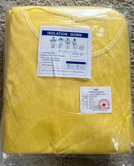 10 Pack Isolation Gowns With Knit Cuffs Medium Yellow