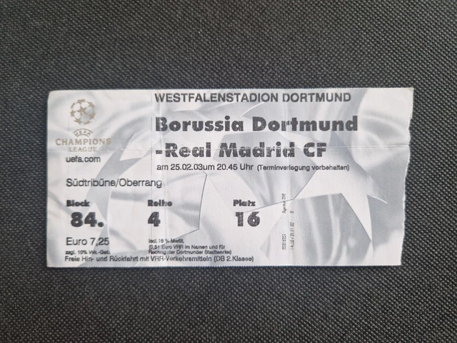RARE TICKET BORUSSIA Dortmund - Real Madrid 2002/2003 Champions League