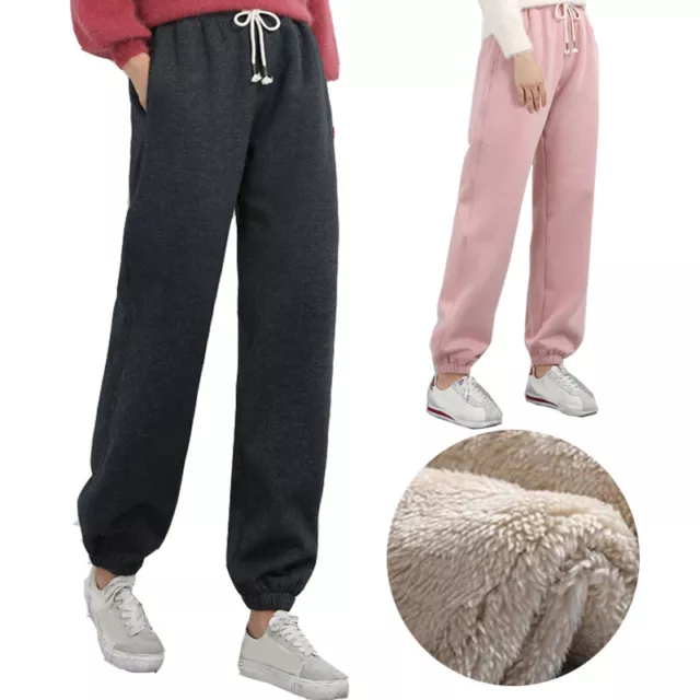 Womens Warm Athletic Sherpa Lined Sweatpants Fleece Thick Joggers Sport Pants AA