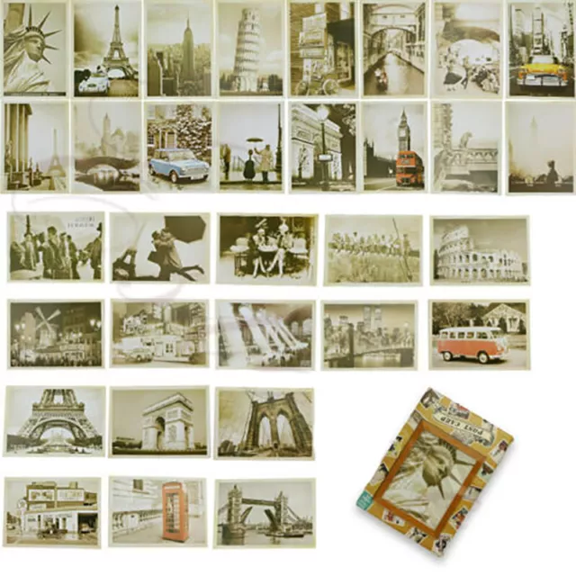 32pcs travel postcard vintage landscape building photo picture poster post cHM