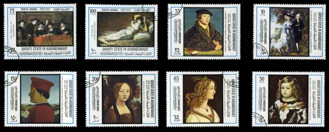 PFERDEMARKEN KUNSTGEMÄLDE Aden Quaiti Staat in Hadhramaut 1967/68 - 2 Sets/15 3