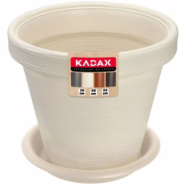 Maceta de plástico KADAX con platillo, 55 cm, crema