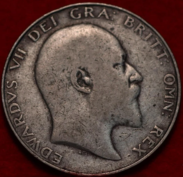 1908 Great Britain 1/2 Crown Silver Foreign Coin