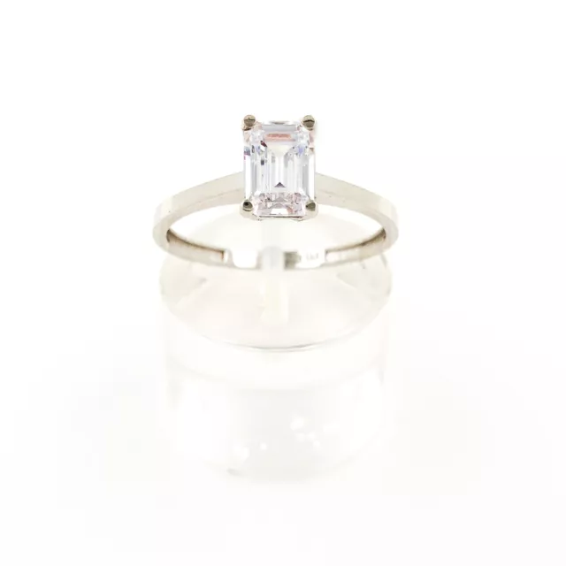 Solitaire Bague pour Femme avec Zircone in14 Carat or Blanc - Gr. 56