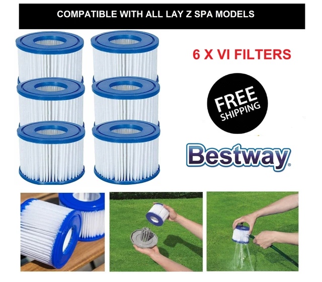 BESTWAY FLOWCLEAR SIZE VI Filter Cartridge for LayZSpa Miami, Vegas