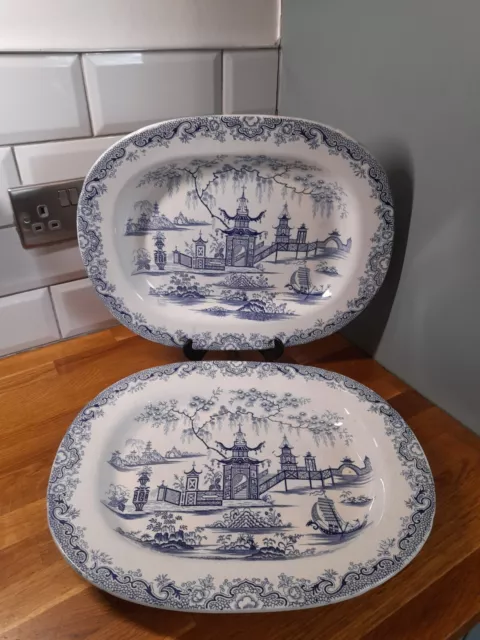 Blue & White Serving Platters Llanelly Pottery Whampoa Country House Dresser