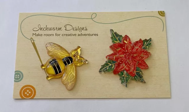 Needleminder Needle Minder CRYSTAL LOOK BEE and Flower Minders Cross stitch