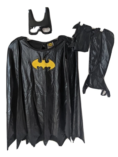 DC Comics BATGIRL Halloween Costume Girls L Tunic Cape Mask Arm & Shoe Covers