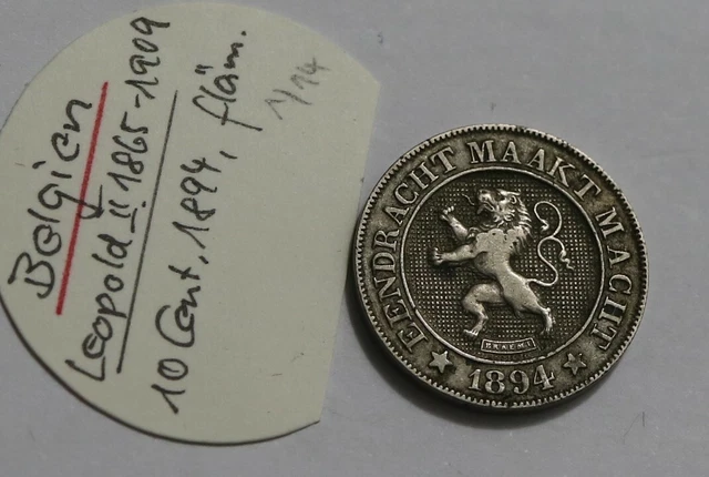 Belgium 10 Centimes 1894 Dutch Legend B46 #Z9504