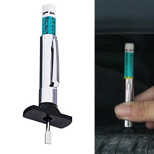 Voiture Pneu Profond Jauge Testeur 1pcs / Set 9X2.5cm General Inox Acier +ABS