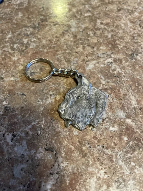 Rawcliffe Pewter I Love My Bouvier Dog Vintage Keychain