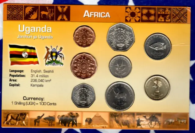Littleton World Coin Set Uganda UNC 1987-2008 500 Shillings 2008 200 Sh 2007 *