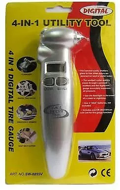 4 in 1 Digital Tyre Gauge LCD Tire Air Pressure Tool Auto Motorcycle Car UK