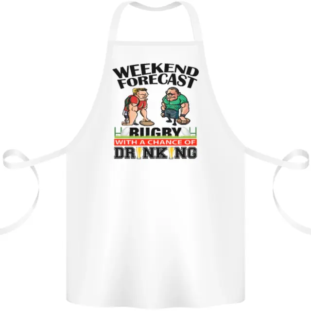Weekend Forecast Rugby Funny Beer Alcohol Cotton Apron 100% Organic