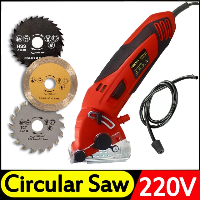 ELECTRIC CIRCULAR SAW Compact Cutting Corded Wood Mini w/Blades Metal