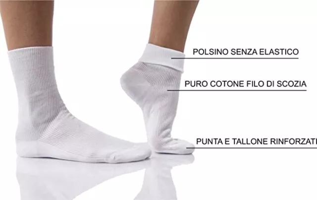 3 Paia Calze donna sanitarie con risvolto in cotone filo di scozia calza corta 2