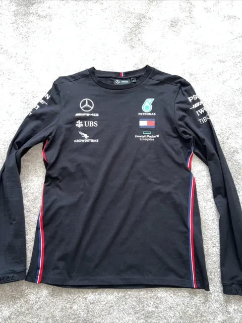 T-shirt uomo Mercedes AMG Petronas F1 Team nera nuova con etichette taglia media