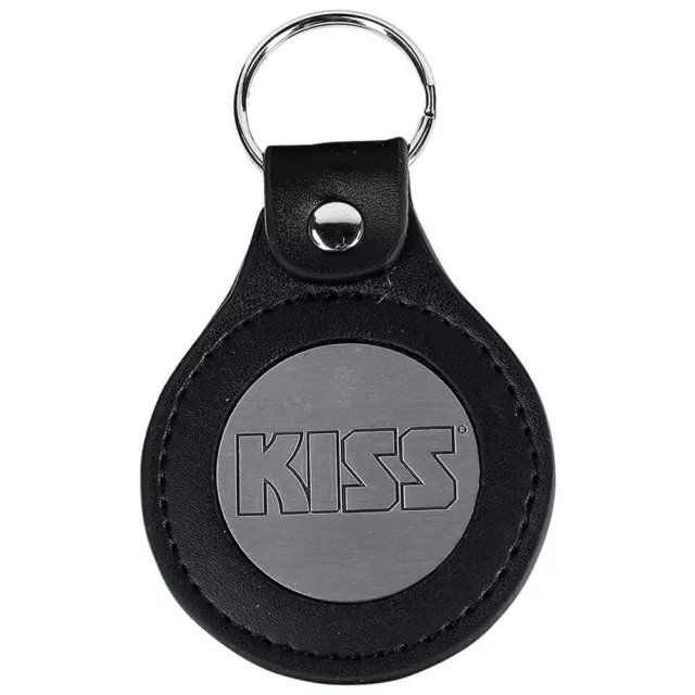 KISS Leather Look PU Fob Metal Keyring Keychain (KISS German Logo)
